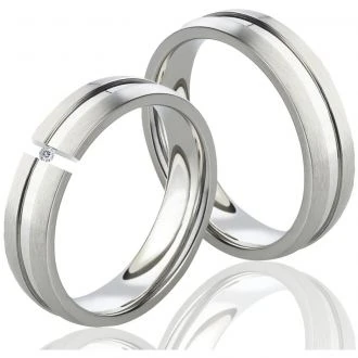 Edelstahlringe E049 mit Zirkonia oder Diamant Herzschlag