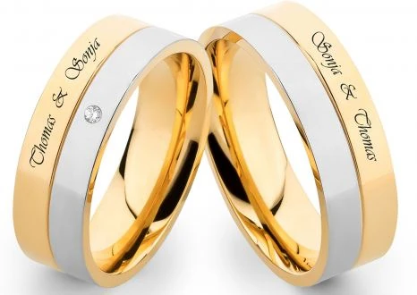 Edelstahlringe E070 mit Außengravur und Zirkonia oder Diamant