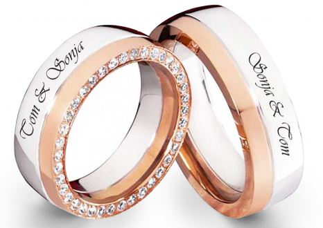 Edelstahlringe E107 mit Zirkonias und Außengravur