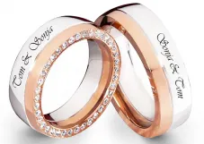 Mobile Preview: Edelstahlringe E107 mit Zirkonias und Außengravur