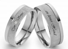 Edelstahlringe E132 mit Zirkonia oder Diamant und Außengravur