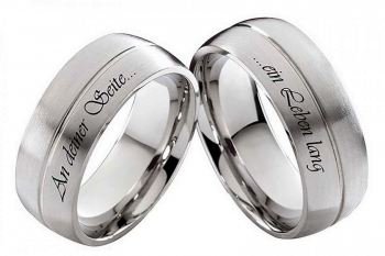 Partnerringe Edelstahlringe PE153 ohne Stein mit Außengravur
