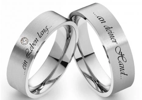 Edelstahlringe E173 mit Zirkonia oder Diamant und Außengravur