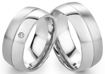 Edelstahlringe E175 mit Zirkonia oder Diamant und Gravur