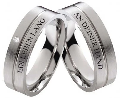 Edelstahlringe E291 mit Zirkonia oder Diamant und Außengravur