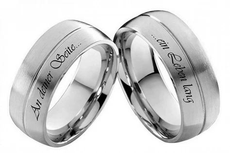 Partnerringe Edelstahlringe PE153 ohne Stein mit Außengravur