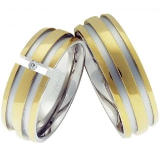 Edelstahlringe LUC4 mit Diamant oder Diamant Herzschlag