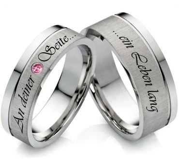 Edelstahlringe Z123 mit Zirkonia Rot und Außengravur