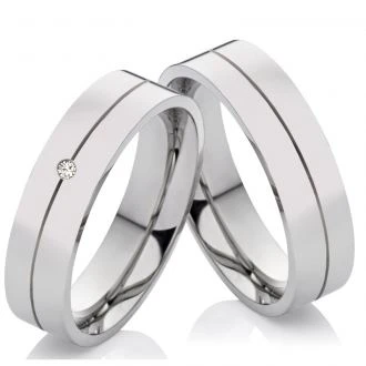 Edelstahlringe MOR9 mit Zirkonia oder Diamant und Gravur