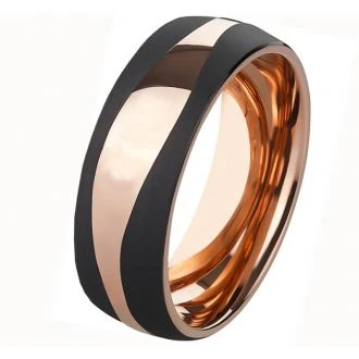 Mobile Preview: Herrenring bicolor schwarz-silber AB3410