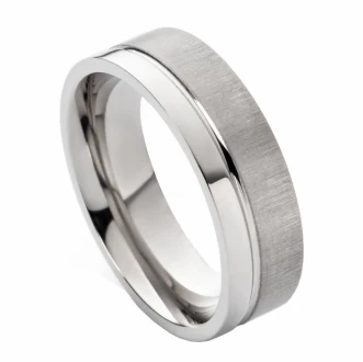 Mobile Preview: Herrenring mit geteilter Optik E030 ohne Stein mit Gravur