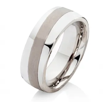 Mobile Preview: Trauringe Herrenring aus Edelstahl und Titan und Lasergravur P0302