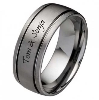 Mobile Preview: Ring aus Wolfram PW117 mit Außengravur