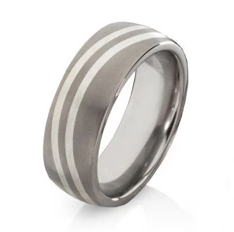 Mobile Preview: Zwei geschwungene Silberlinien Herrenring T099