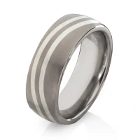 Mobile Preview: Herrenring aus Titan mit Silber TS633