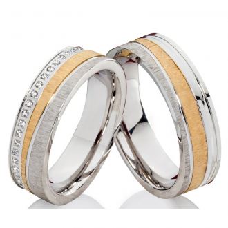 Edelstahlringe E217 mit Zirkonia oder Diamant und Gravur