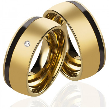 Edelstahlringe Goldfarbig MOR22 mit schwarz