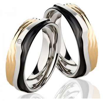 Edelstahlringe Tricolor MOR11 mit Diamant