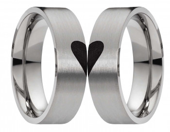 Partnerringe Titanringe PT023 mit Herz Gravur