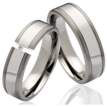 Titanringe LUC54 mit Zirkonia oder Diamant