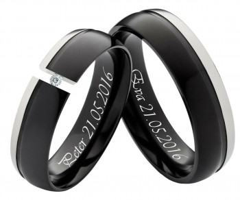 Partnerringe Titanringe PT013 mit Zirkonia