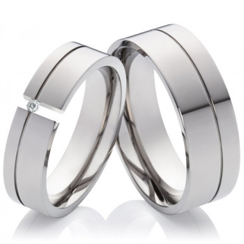 Titanringe mit Diamanten oder Zirkonia LUC64 und Gravur