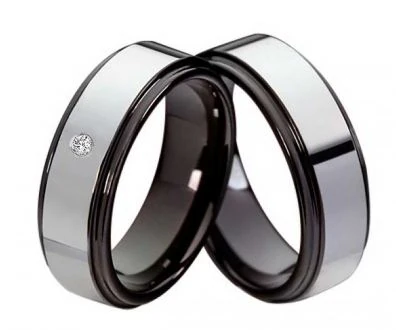 Mobile Preview: Partnerringe Wolframringe PW103 mit Zirkonia