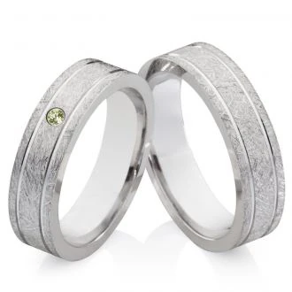 Silberringe graviert aus massivem Silber mit grünem Peridot SP98, Unisex