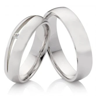 Partnerringe Silberringe S123 mit Zirkonia mit polierter Oberflaeche