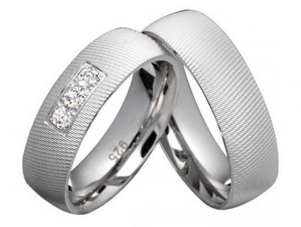 Partnerringe Silberringe PS803 mit Zirkonias und mattierter Oberflaeche