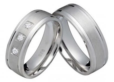 Rings-and-More Partnerringe Silberringe PS810 mit 3x Zirkonias in 6mm breite