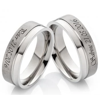 Titanringe T084 ohne Stein mit Außengravur