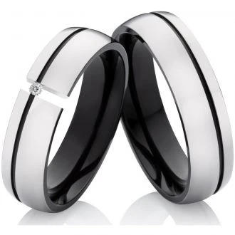 Titanringe LUC27 mit Zirkonia oder Diamant