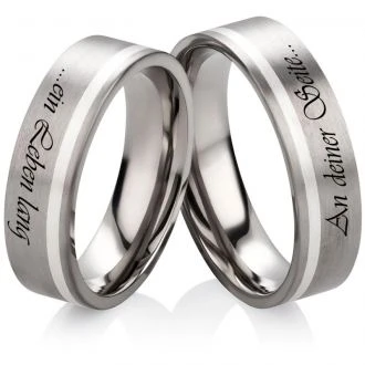Trauringe Titanringe mit Silber T312 mit Außengravur