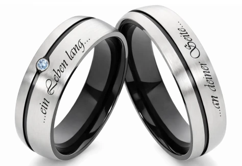 Titanringe schwarz T133 mit Zirkonia blau