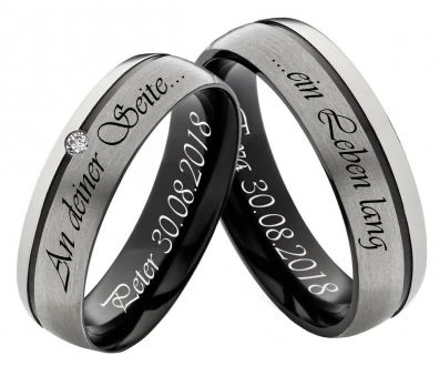 Titan Partnerringe PT005 mit Zirkonia