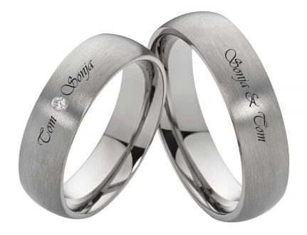 Titanringe T085 mit Zirkonia und Außengravur