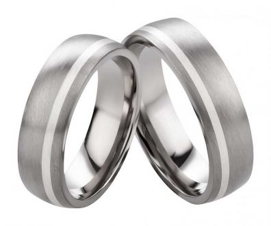 Trauringe aus Titanringe mit Silber T087 ohne Stein mit Gravur