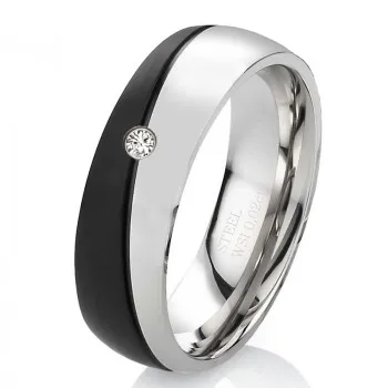 Damenring Edelstahl D347 Verlobungsringe mit Diamant