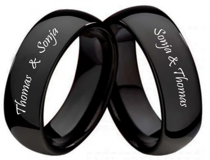 Wolframring W108 schwarz beschichtet, moderne Gravur möglich