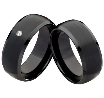 Wolframring W152 mit Zirkonia oder Diamant, edle Ringgestaltung