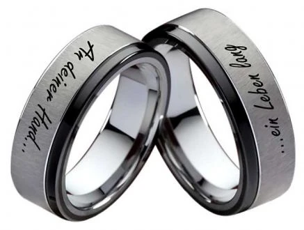 Wolframring W126 ohne Stein mit Außengravur